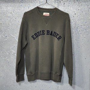 Eddie Bauer Sport Shop Mens Olive Green Long Sleeve Crew Neck Sweatshirt XS
